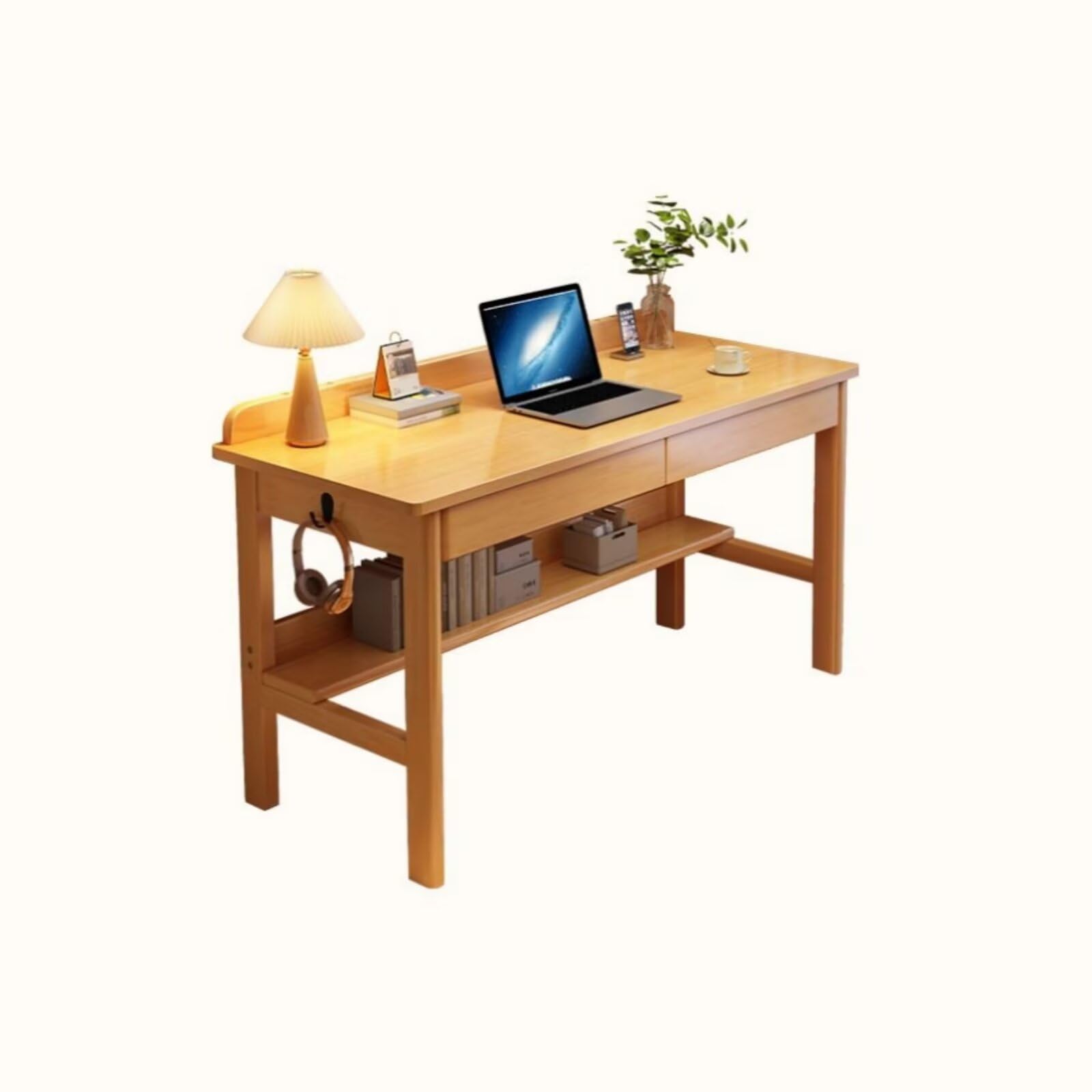 木製デスク Amazon | SwiftLink デスク パソコンデスク 天然木 引き出し付き